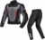 BPILOT Mono de Moto de 2 Piezas, Chaqueta y pantalón de Moto Impermeables, Chaqueta de Carreras Reflectante para Hombre con protección para el Cuello y Equipo de protección de 7 Piezas,2XL,Black