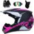 Cara Completa Casco Motocross Colocar, con Máscara Guantes Gafas, Juventud Niño Fuera de La Carretera Moto Karting Scooter Casco, Cuesta Abajo MTB ATV BMX Enduro Patio Bicicleta Sucia Chocar Casco