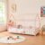 [en.casa] Cama para Niños Sisimiut de Madera Pino 90 x 200 cm Cama Infantil con Reja Protectora y Somier Forma de Casa Casita – Rosa/Blanco