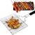 Holzsammlung Canasta de Parrilla, Canasta de Parrilla de Barbacoa de Acero Inoxidable Portátil Plegable, Cesta para Asar Pescado, Bandeja de Barbacoa para Camarón, Verduras, 32 x 22 x 3.5 cm