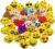 JZK 38 x Mini llavero emoticono felpa 5cm amarillo pequeña cara sonriente mochila llavero para niños adultos favores regalos de fiesta de cumpleaños obsequios recuerdo, rellenos bolsas fiesta