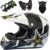 KILCVEM Casco Motocross Niños de 5 a 14 Años, Casco Moto Cross para Jóvenes y Adultos Set Casco Integral para Downhill Enduro Quad Bike MTB Go Karting,Black White-S