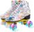 Patines Artisticos 4 Ruedas, Patines 4 Ruedas Profesionales, Patines Botas 4 Ruedas, Ideales para Principiantes, Patines CóModos para NiñAs Y NiñOs,White Flashing Wheel,38