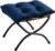 Reposapiés Plegable Taburete con Patas de Metal, HollyHOME Pequeño Asiento Otomano Moderno Tela de Terciopelo, Azul oscuro(47 x 36 x 36 cm)