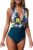 riou 2023 Bañadores Mujer Reductores Natacion V-Cuello Halter Top Bikini Push Up Monokinis Estampado Floral Cintura Alta Ropa de Baño de Playa Tallas Grandes Reductor Modern Swimwear