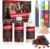 Sangre Falsa Kit de Halloween 5 en 1, 2 Sangre Artificial 50/60ml + Latex Liquido 30ml + Pintura Cara 12 Colores + 4 Esponja de Pintura + 3 Pinceles, Maquillaje Halloween Comestible y Llavable