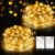 Suright Guirnalda Luces, 2 x 12M Luces LED Pilas Impermeable Exterior Interior, 120 LED Cadena Luces LED Decoración para Navidad Guirnalda Jardín Habitación Terraza Pared Cortina – Amarillo Cálido