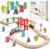 Tiny Land Tren Juguete, 39Pcs Trenes de Juguetes para Niños con Pistas de Madera, Adapta a Thomas Adapta a Brio, Intercambiable y Expandible, Kit de Ferrocarril de Juguete Empaquetado de Regalo